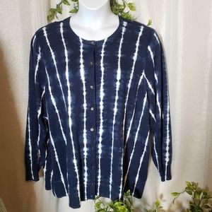 Land's End Tie Dye Supima Cotton Cardigan, 4X